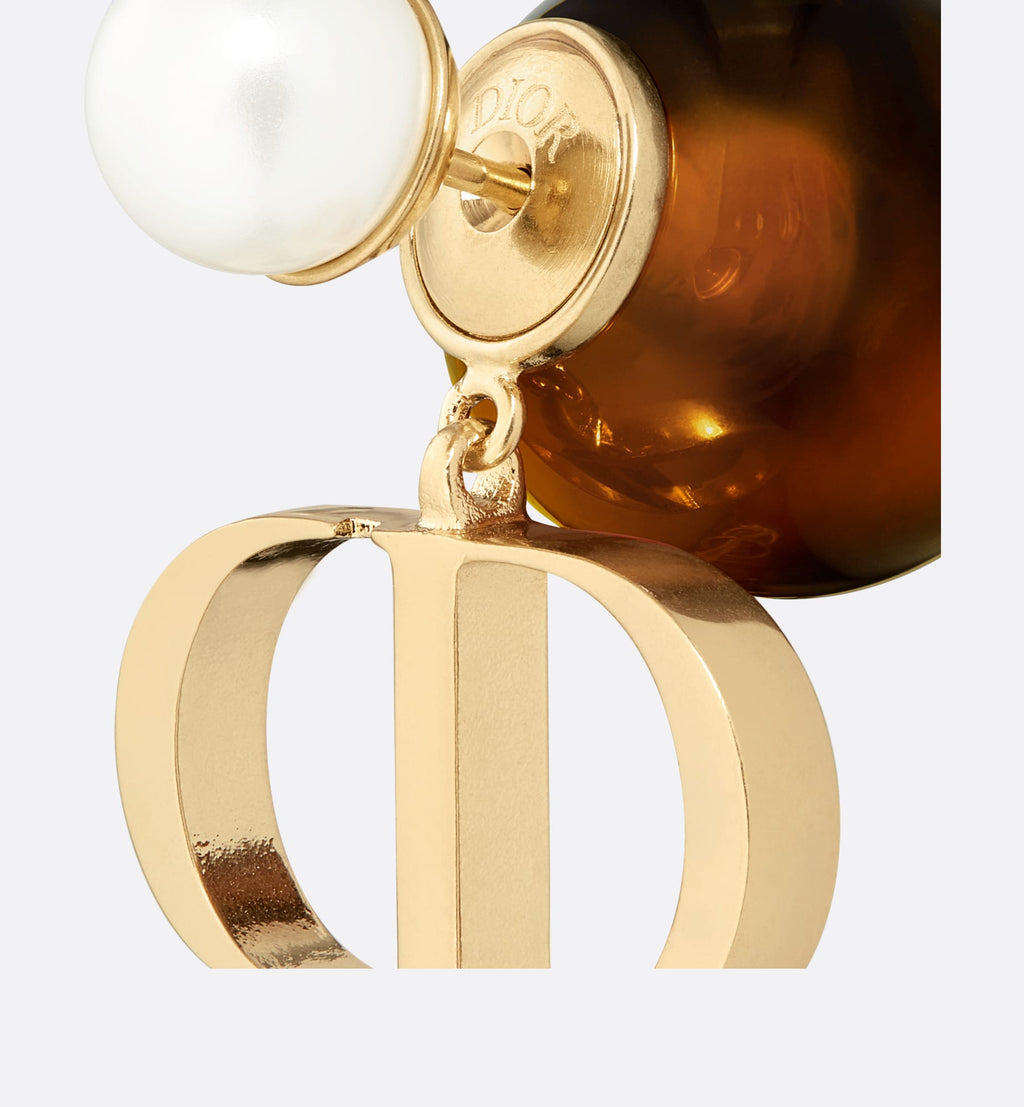 Dior Tribales Brown Resin Pearl Earrings