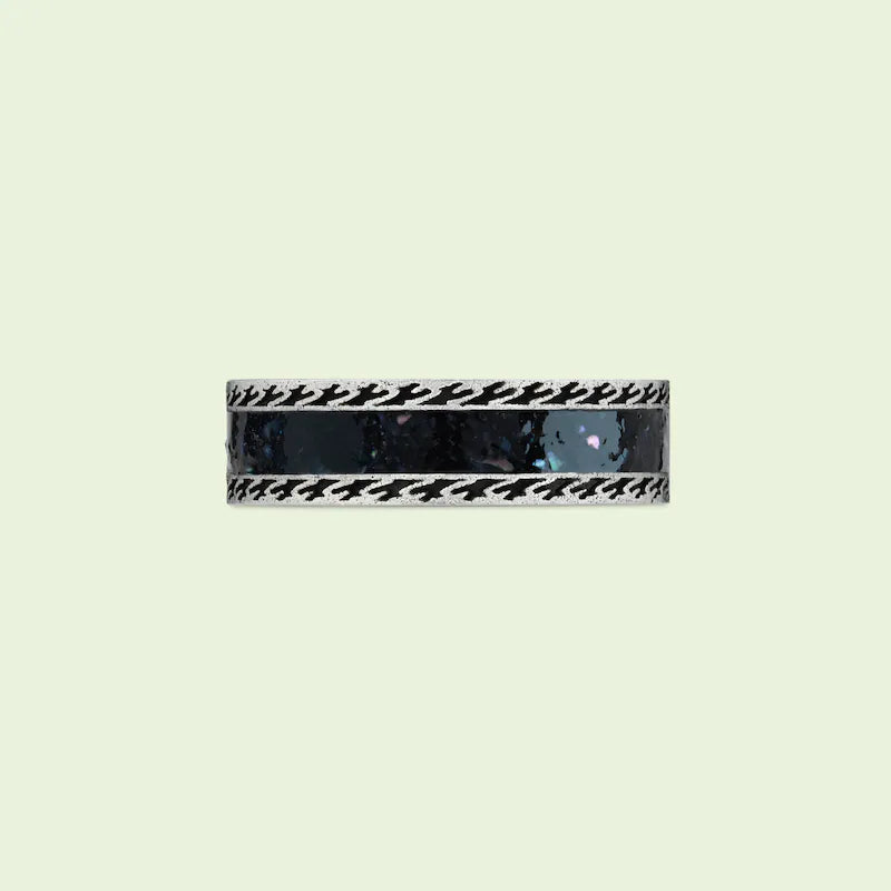 Gucci Double G Interlocking G Black Enamel Ring