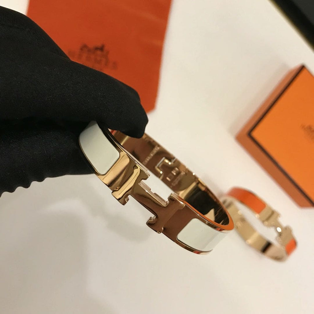 Hermes Clic H White Bracelet