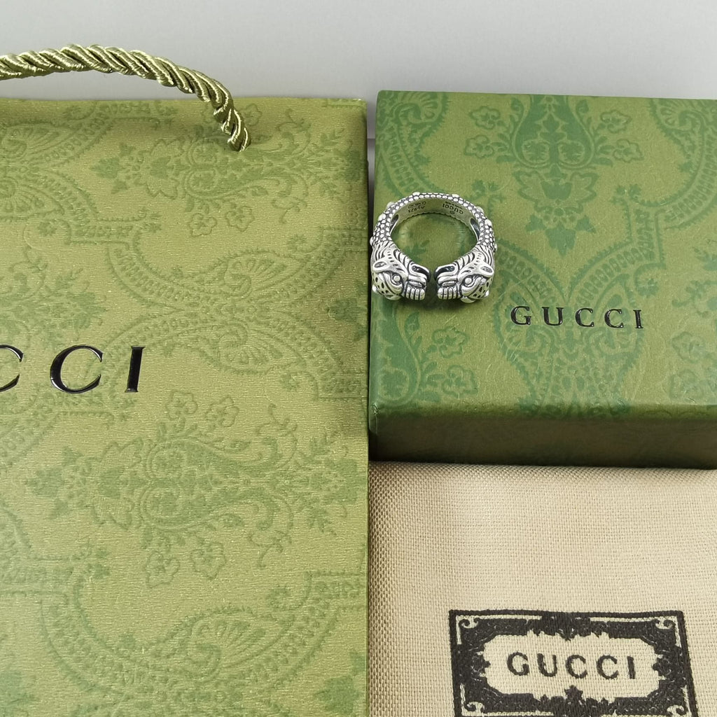 Gucci Double G Tiger Head Ring