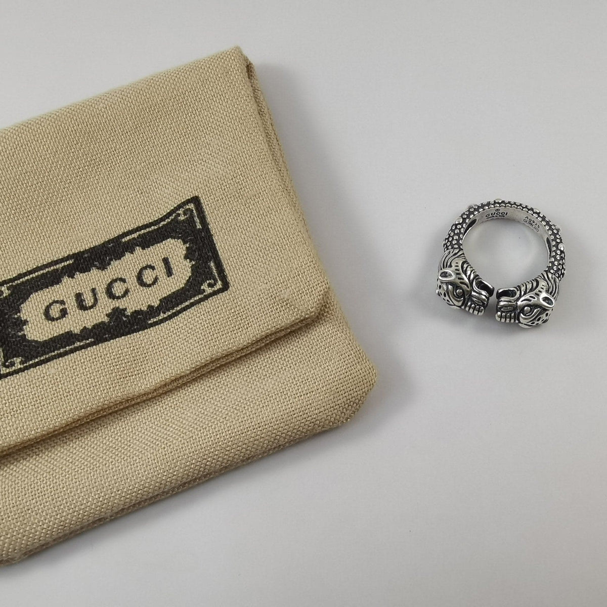 Gucci Double G Tiger Head Ring