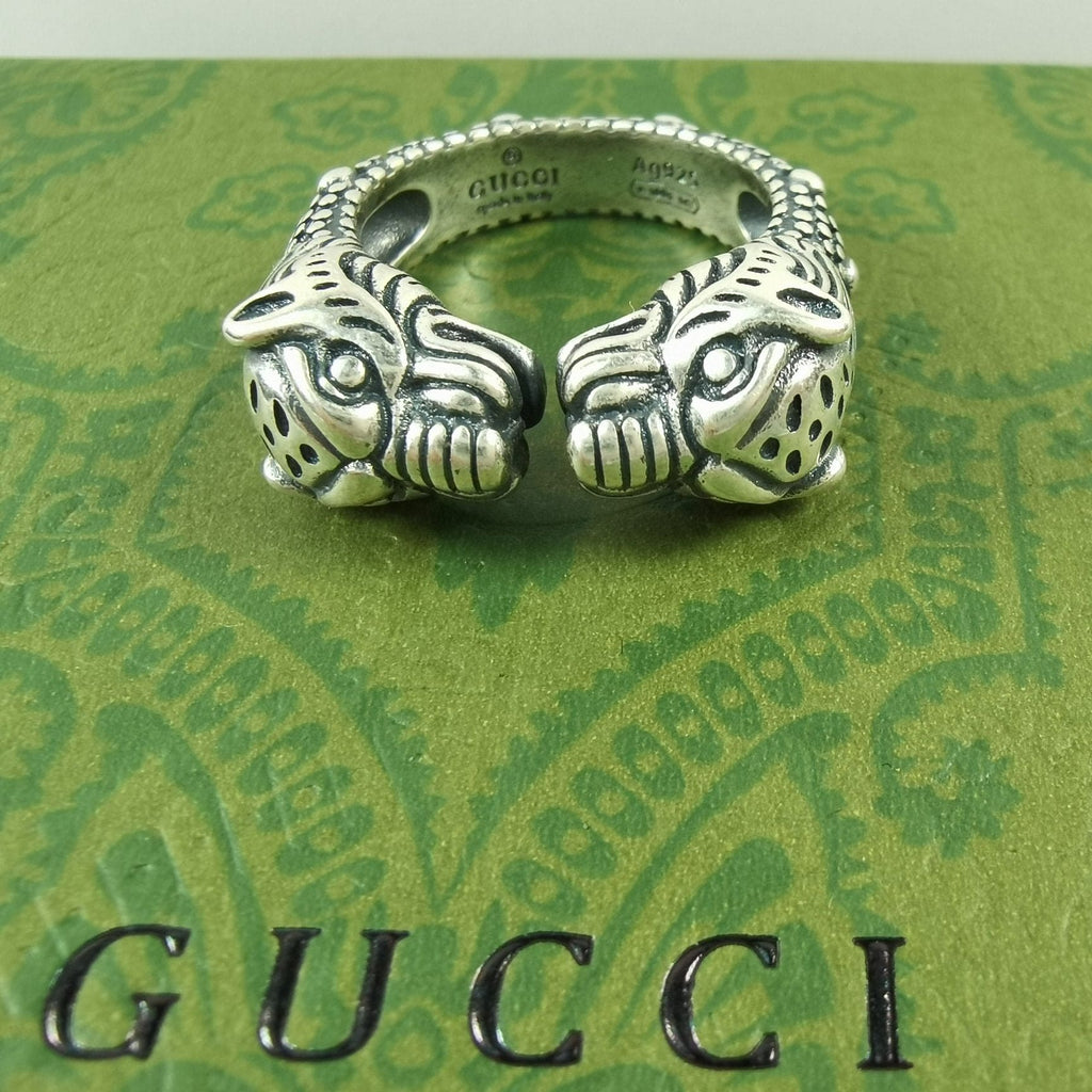 Gucci Double G Tiger Head Ring