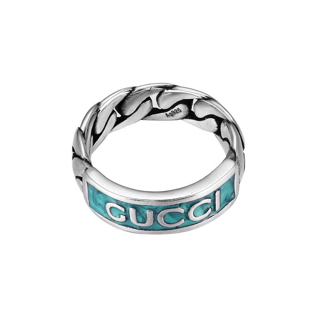 Gucci Double G Logo Plaque Chain Ring