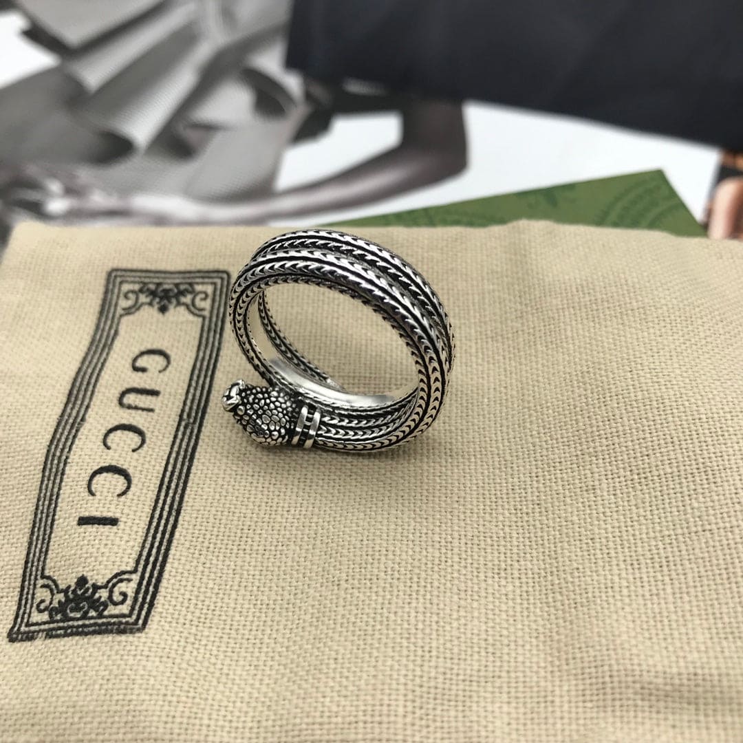 Gucci Double G Garden Silver Snake Ring