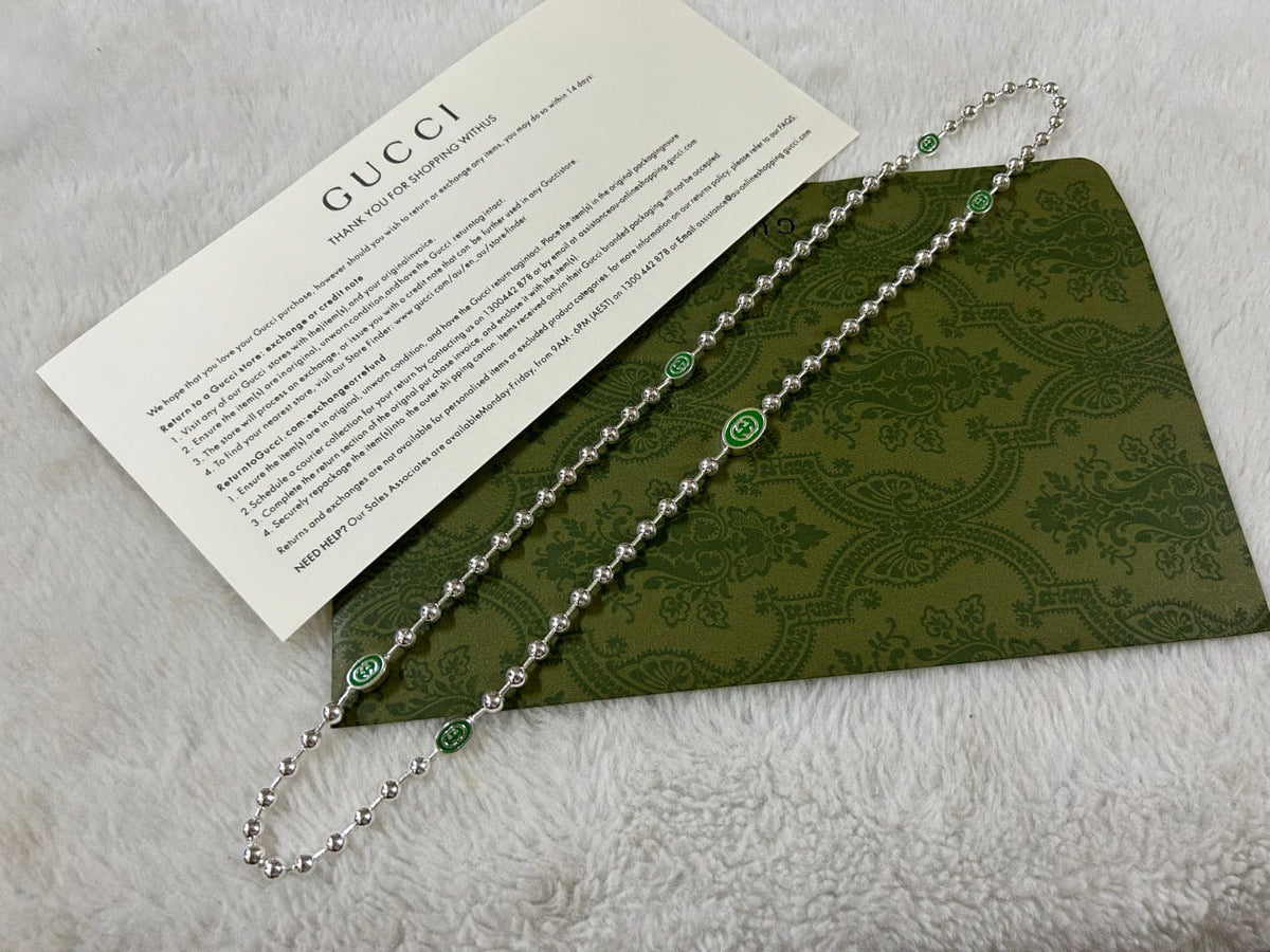 Gucci Double G Interlocking G Green Necklace