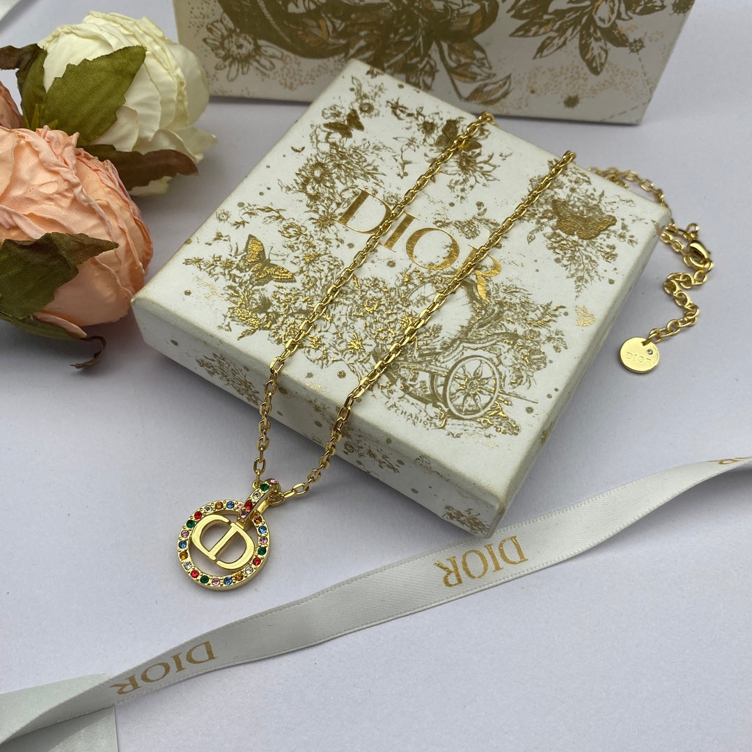 Dior Petit CD Multicolor Crystal Necklace