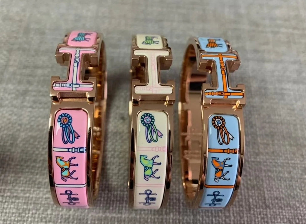 Hermes Clic H Couvertures Blue Bracelet