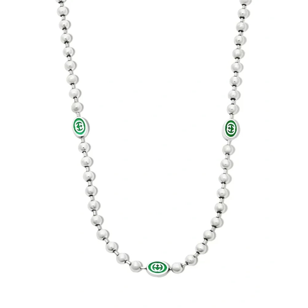 Gucci Double G Interlocking G Green Necklace