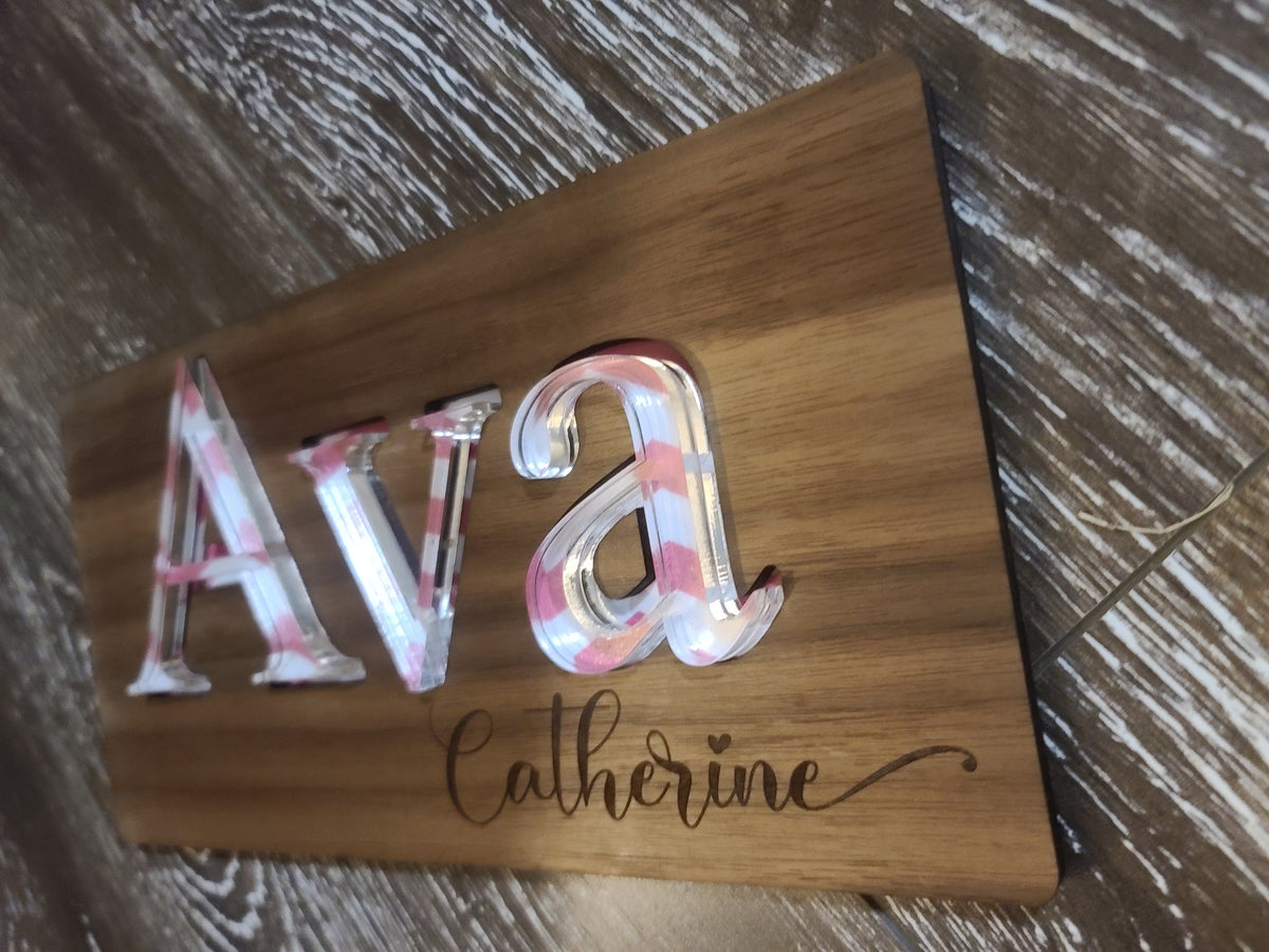 Personalized Wood and Acrylic Name Puzzle - Chevron