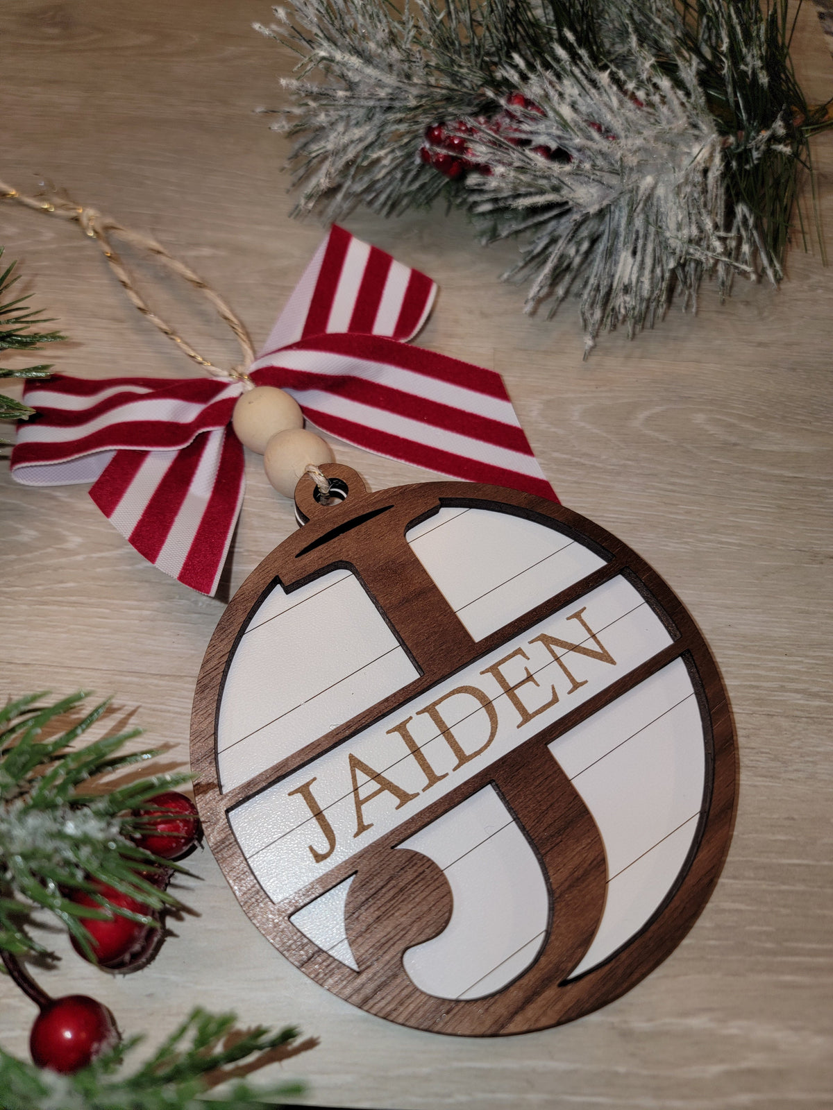 Personalized Round Shiplap Name Ornament