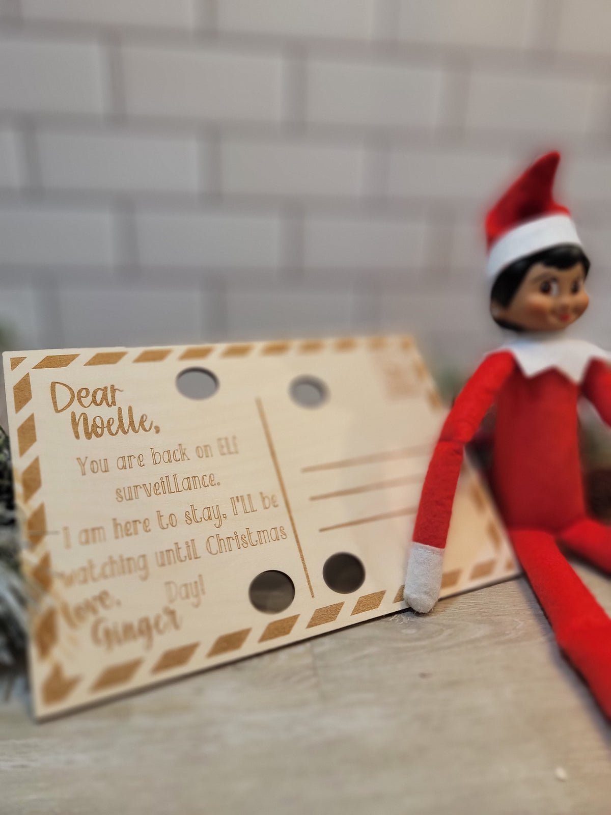 Personalized Elf Surveillance Christmas Postcard