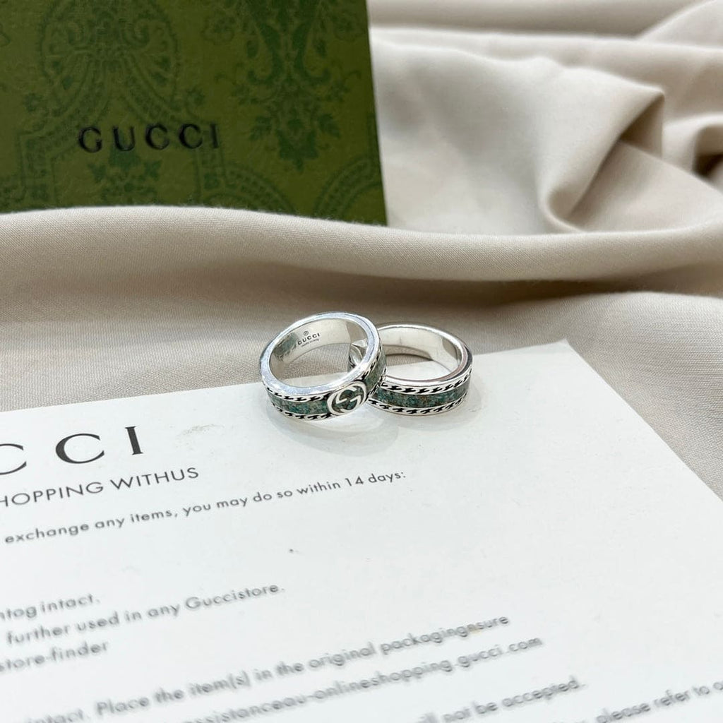 Gucci Double G Interlocking G Turquoise Ring