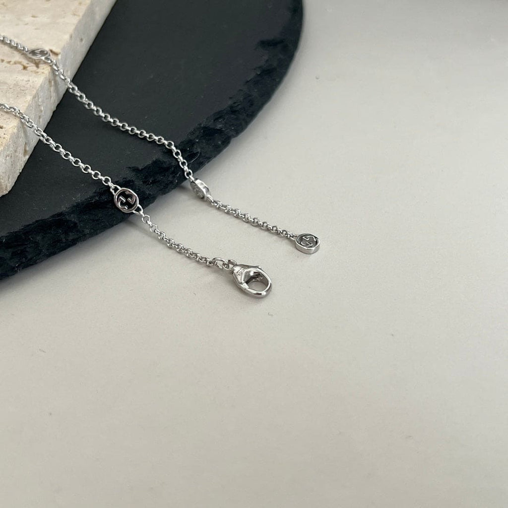 Gucci Double G Interlocking G Heart Lightning Charm Necklace