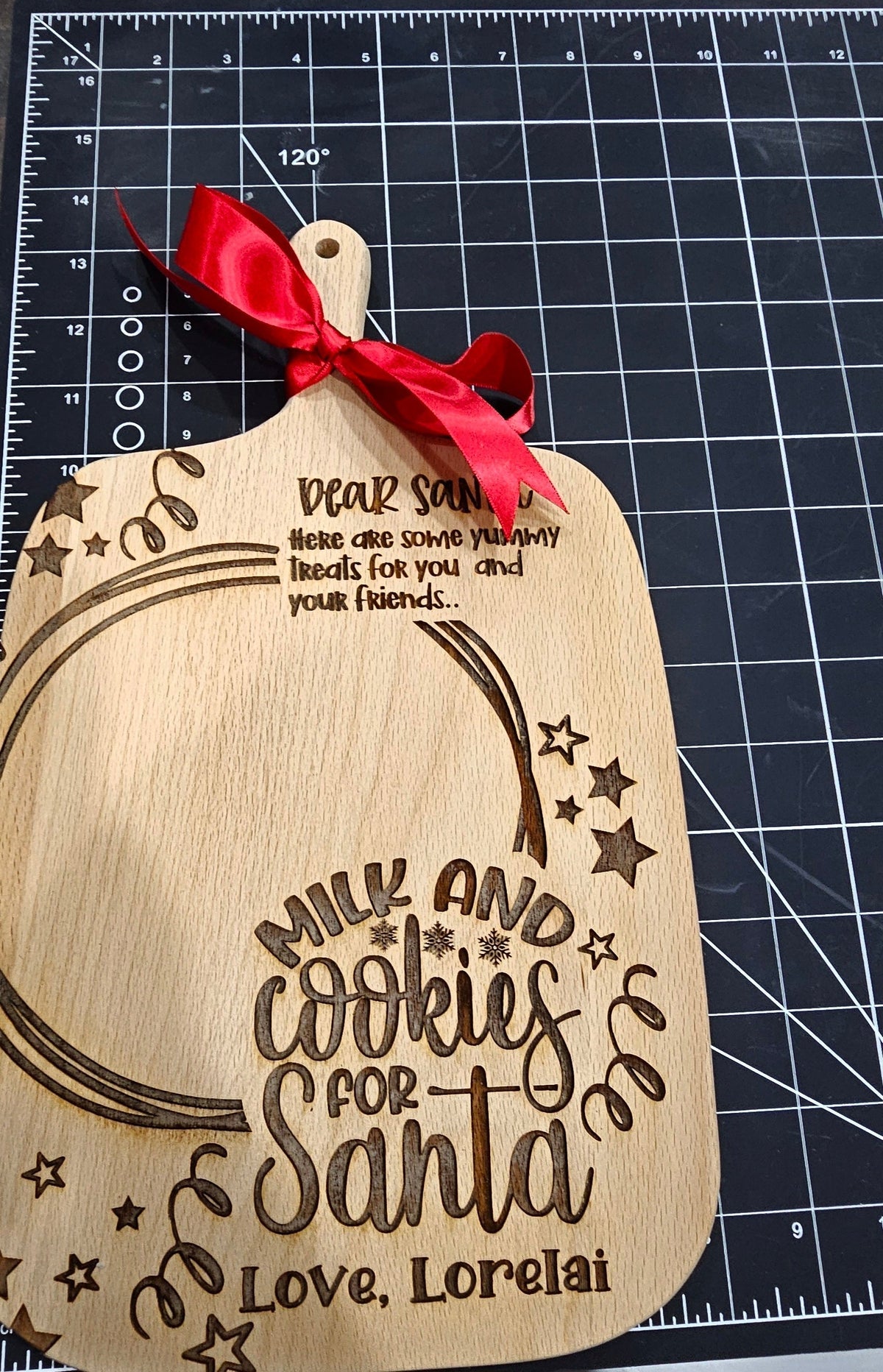 Personalized Santa Milk and Cookie Tray - Maple Wood
