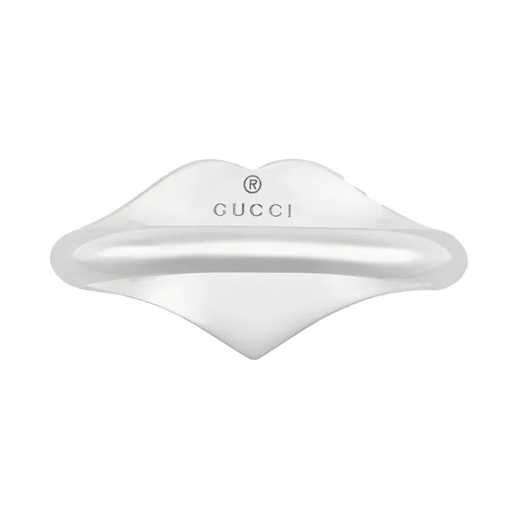 Gucci Double G Interlocking G Blue Enamel Heart Ring