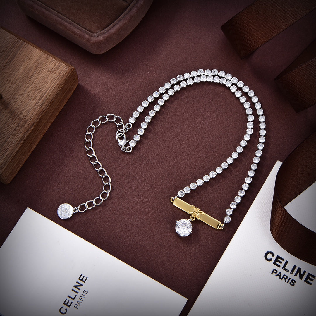 Celine Triomphe Celine Line Moissanite Necklace