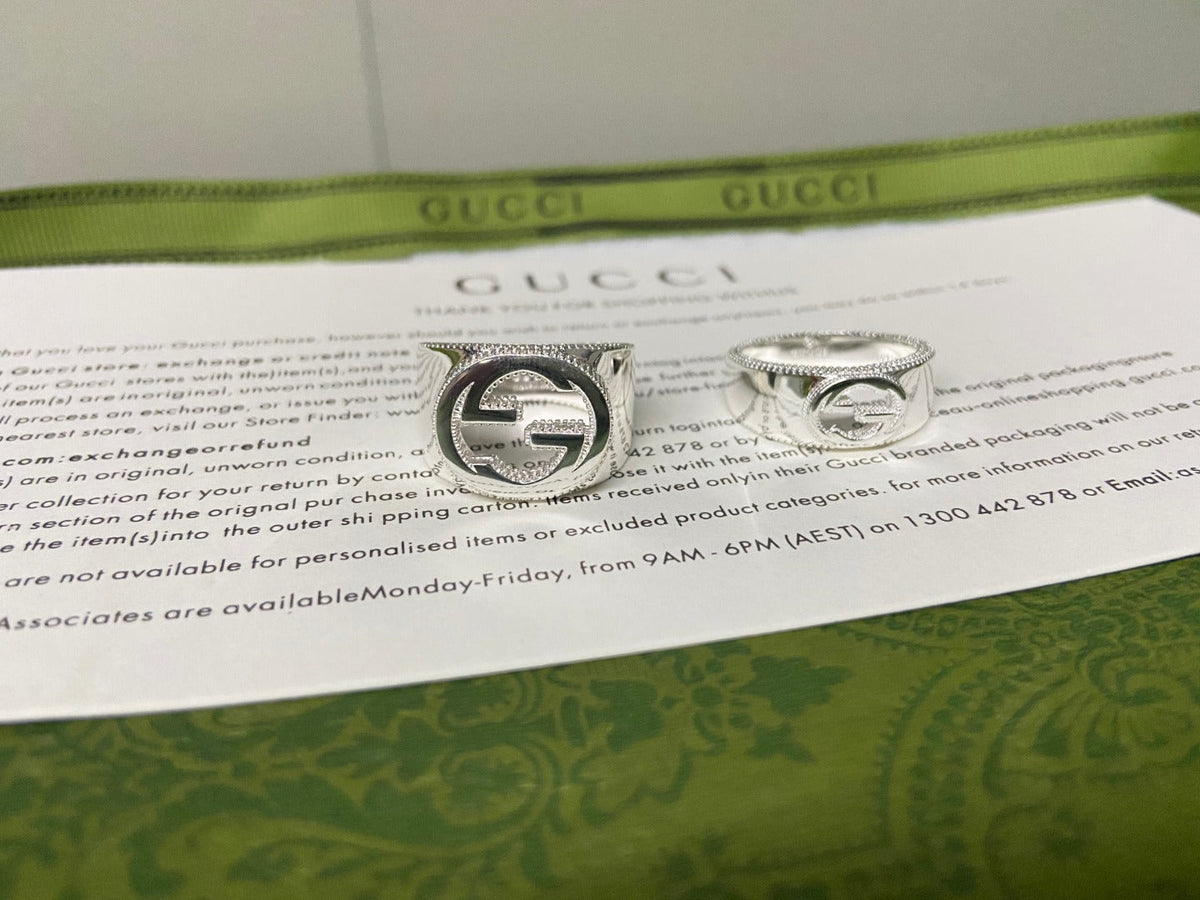 Gucci Double G Interlocking G Wide Ring - 10 mm Width