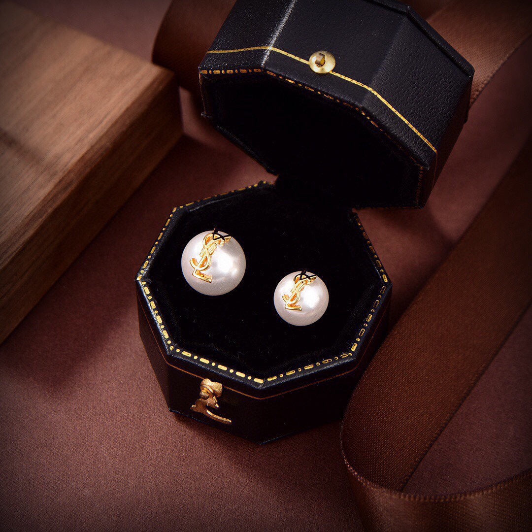 YSL Pearl Earrings - 18K Yellow Gold