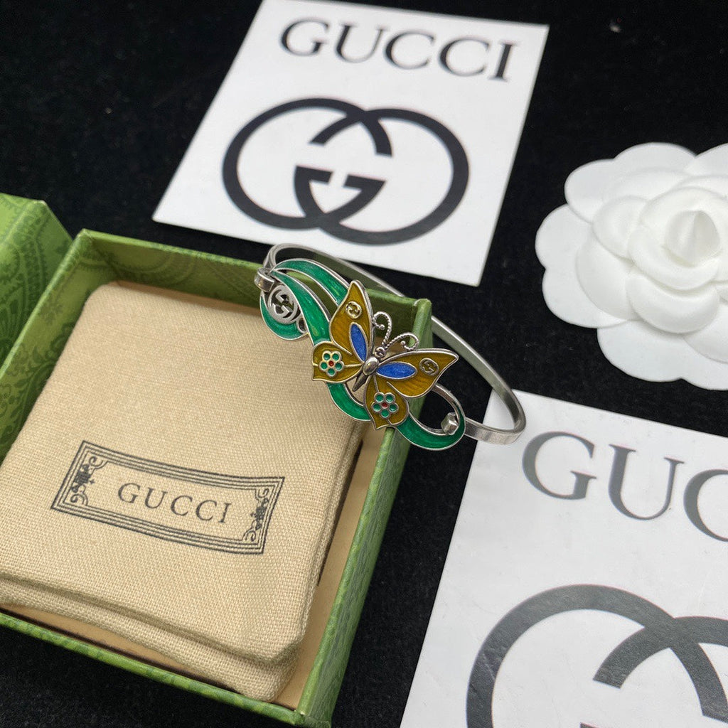 Gucci Double G Interlocking G & Butterfly Bracelet
