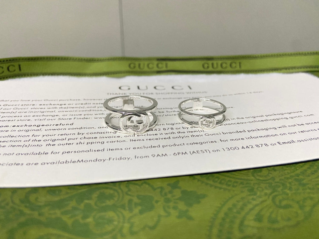Gucci Double G Interlocking G Thin Open Ring