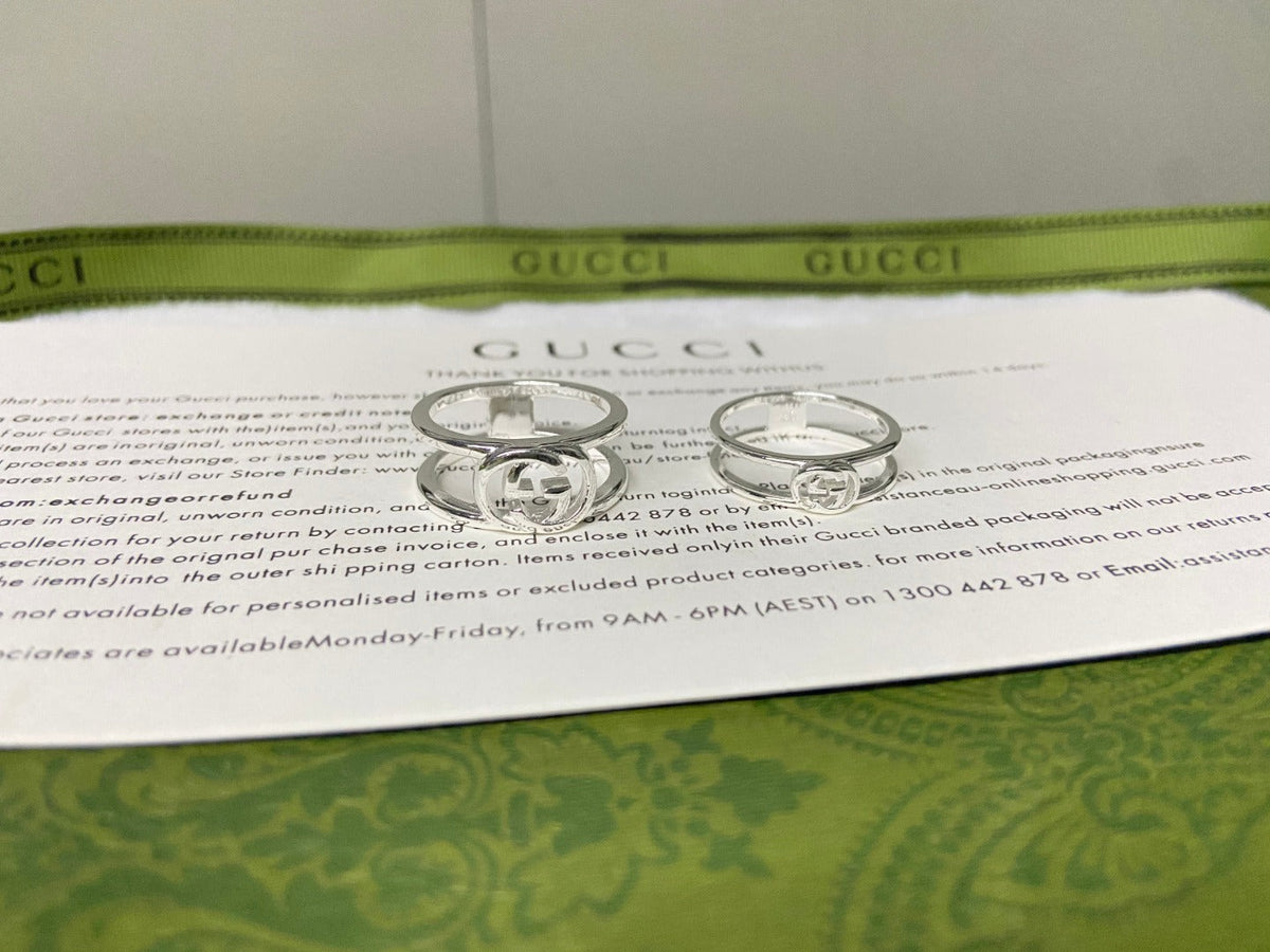 Gucci Double G Interlocking G Thin Open Ring