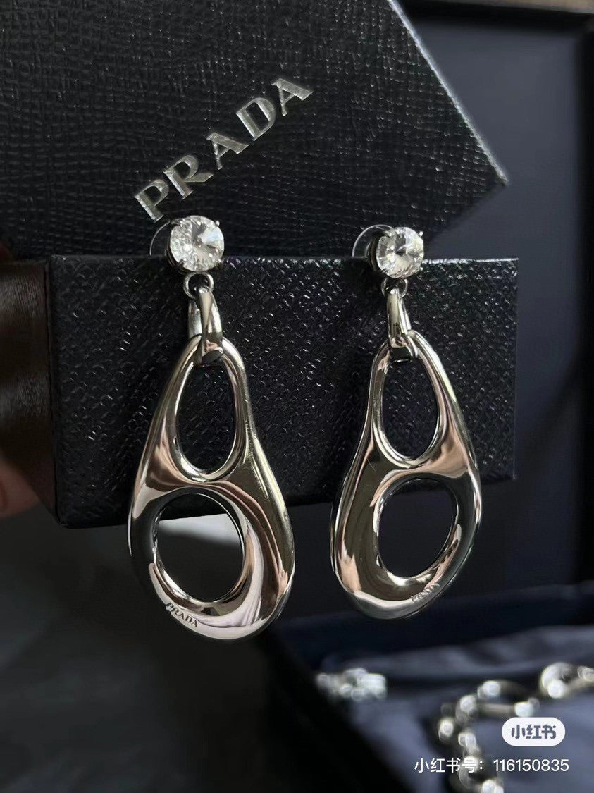 Prada Inverted Triangle Earrings - 18K Gold