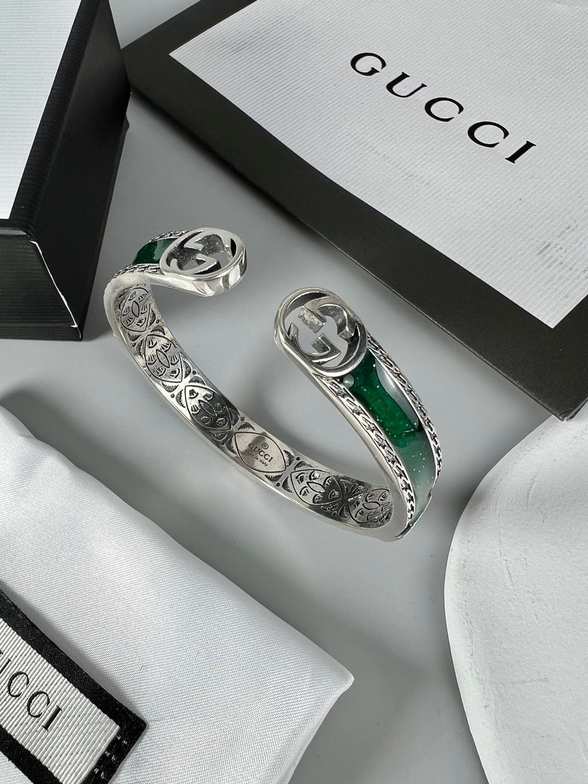 Gucci Double G Interlocking G Bangle Wide Bracelet