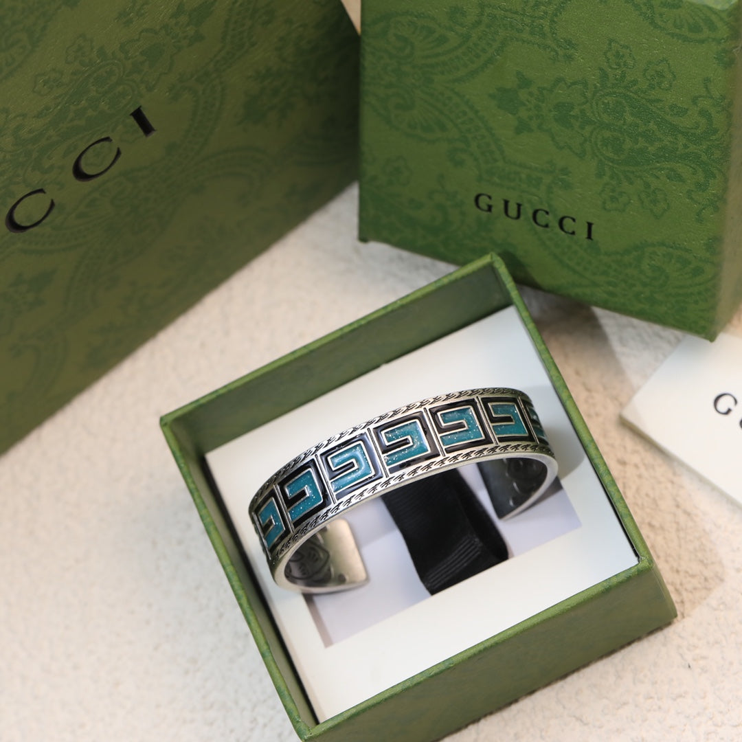 Gucci Double G Cube Green Wide Bracelet