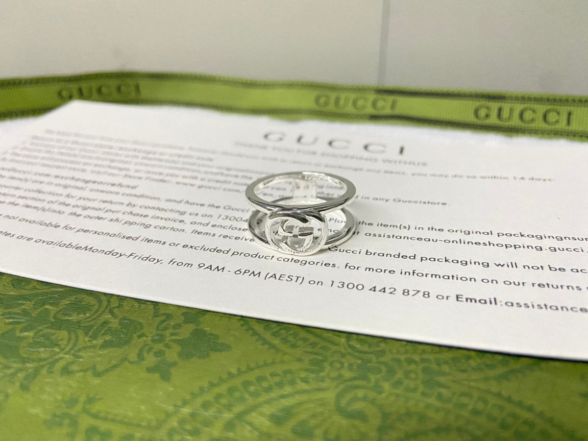 Gucci Double G Interlocking G Wide Open Ring