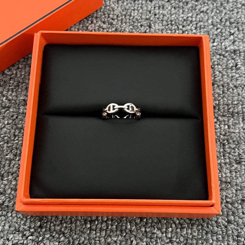 Hermes Chaine D'Ancre Enchainee Ring - 18K White Gold