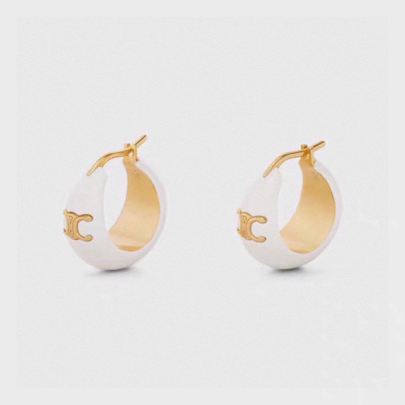 Celine Triomphe Pearl Earrings - 18K Yellow Gold