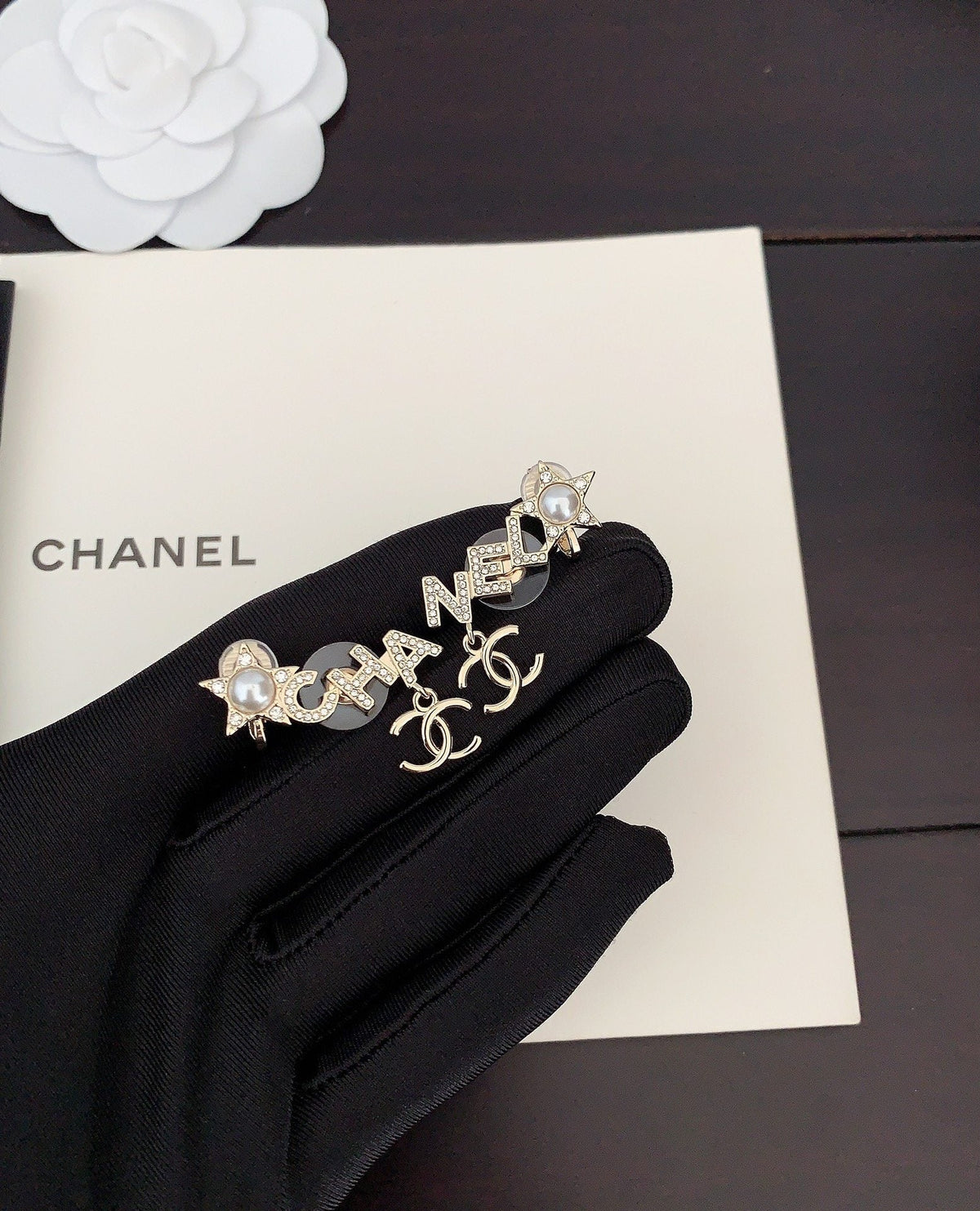 Chanel Script Diamond Earrings - 18K Yellow Gold