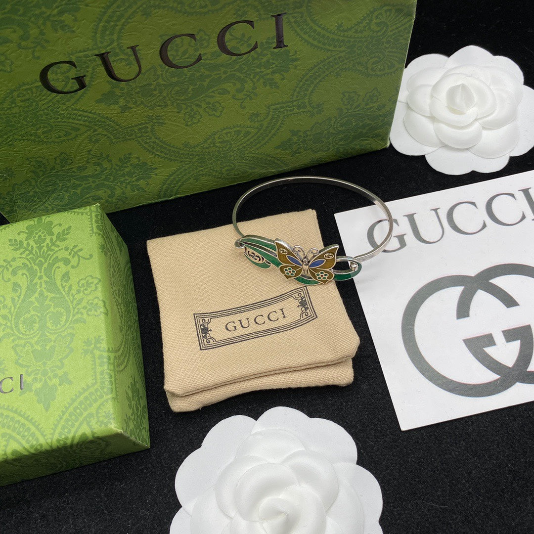Gucci Double G Interlocking G & Butterfly Bracelet