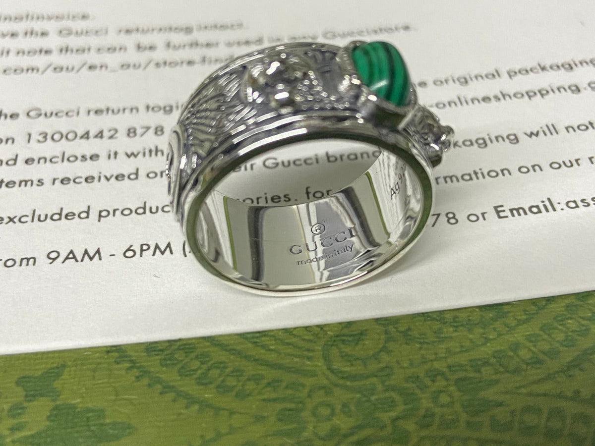 Gucci Double G Feline Garden Green Ring