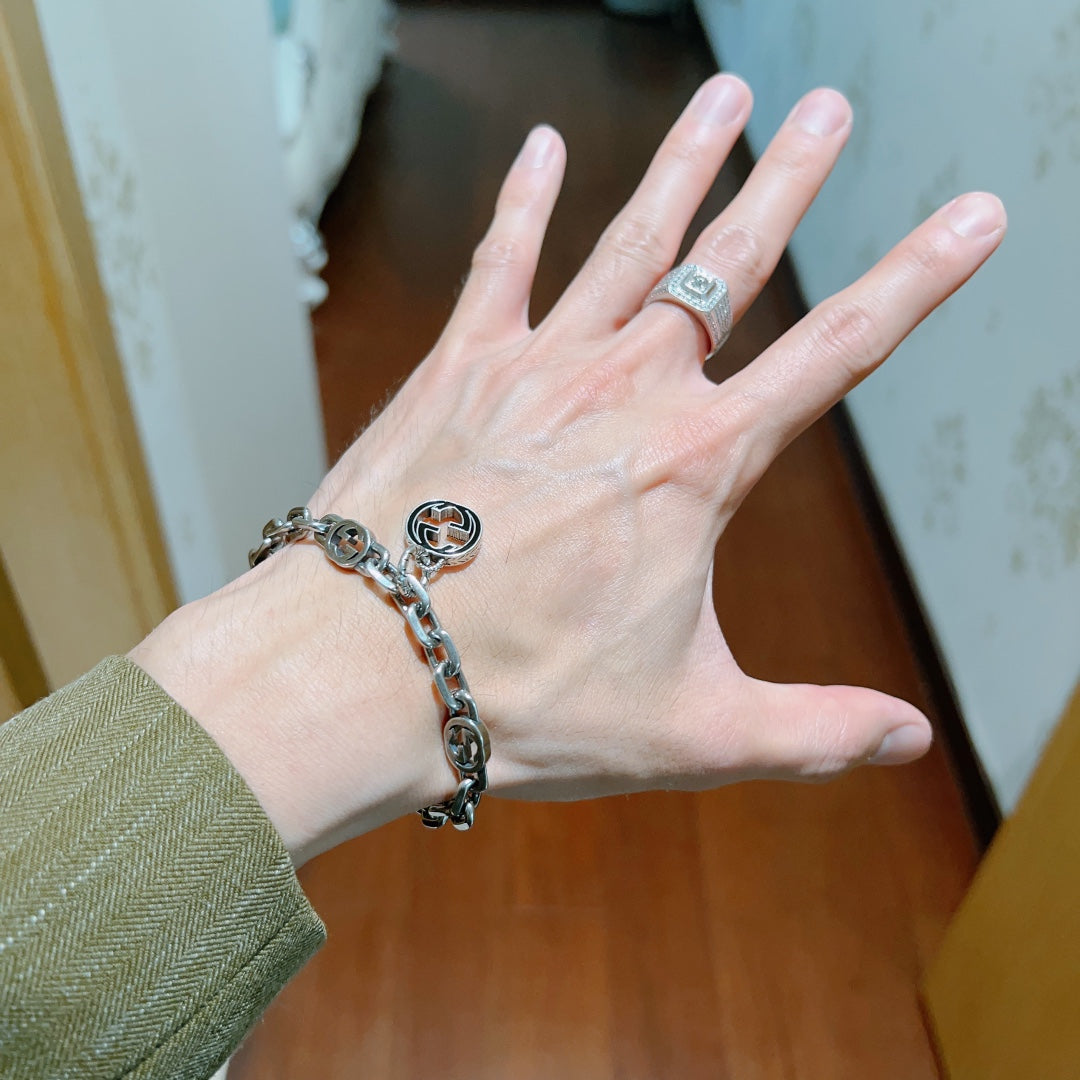 Gucci Double G Interlocking G Pendant Bracelet