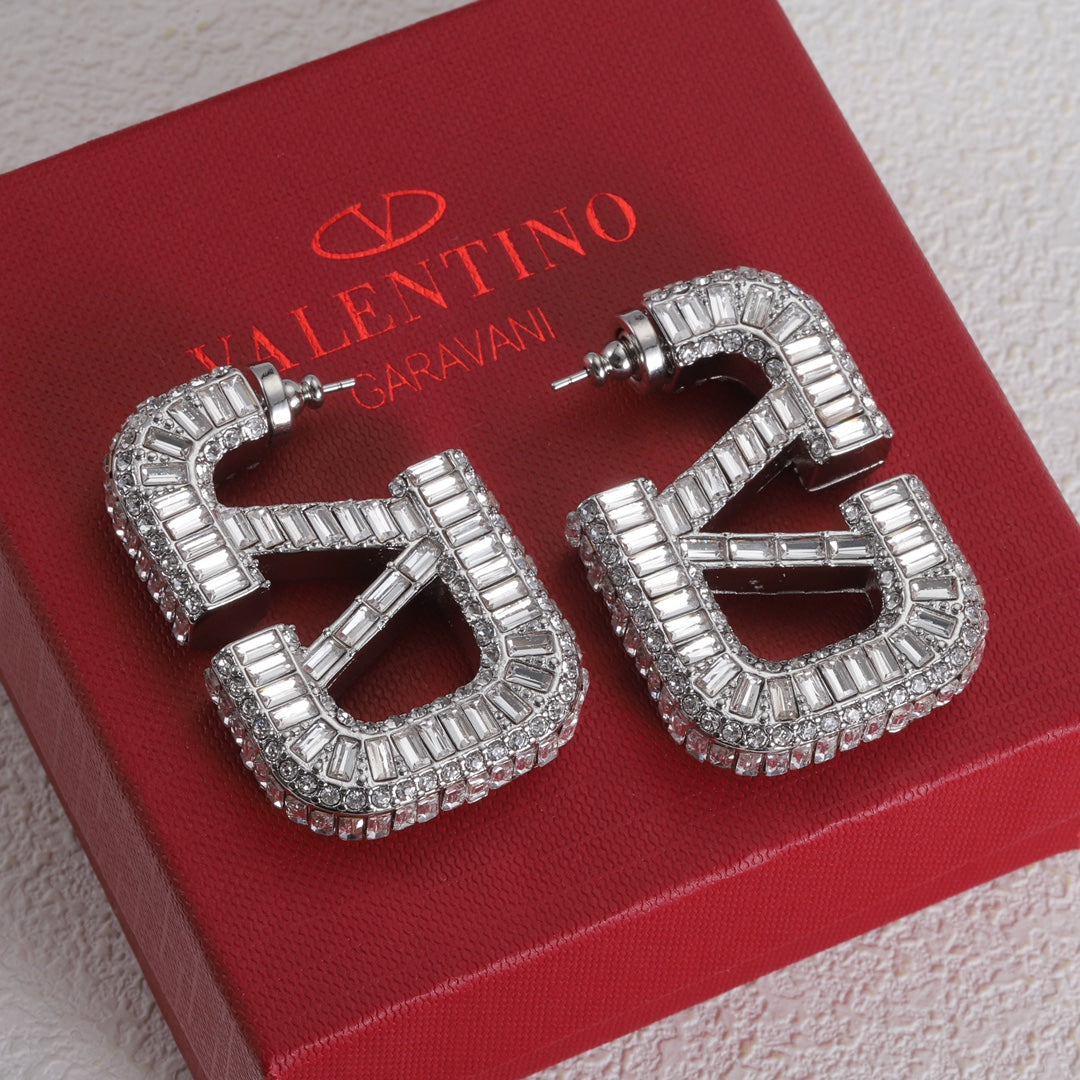 Valentino Crystal Earrings - 18K White Gold