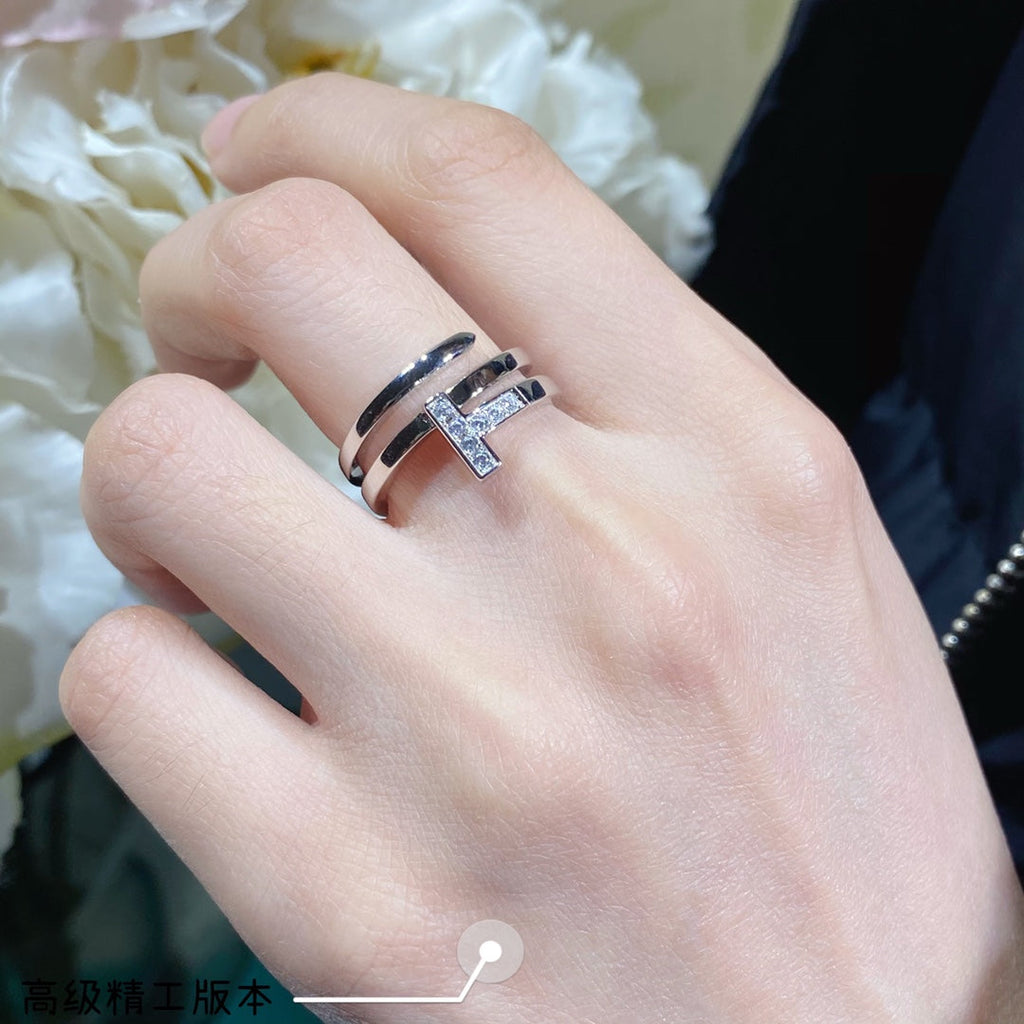 Tiffany Moissanite Square Ring - 18K Gold