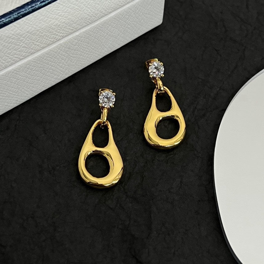 Prada Inverted Triangle Earrings - 18K Gold