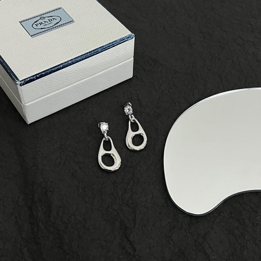 Prada Inverted Triangle Earrings - 18K Gold