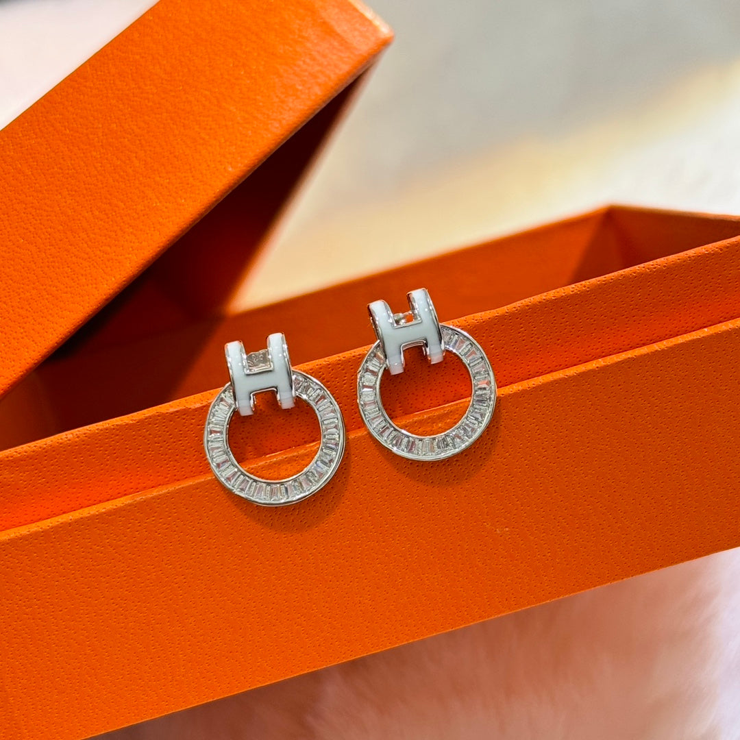 Hermes Clic H Diamond Earrings