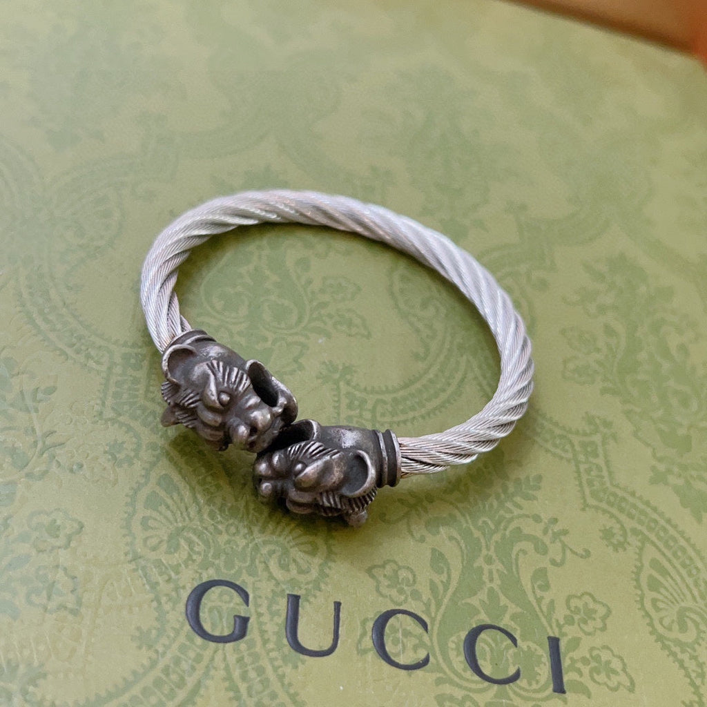 Gucci Double G Double Tiger Head Vintage Bracelet