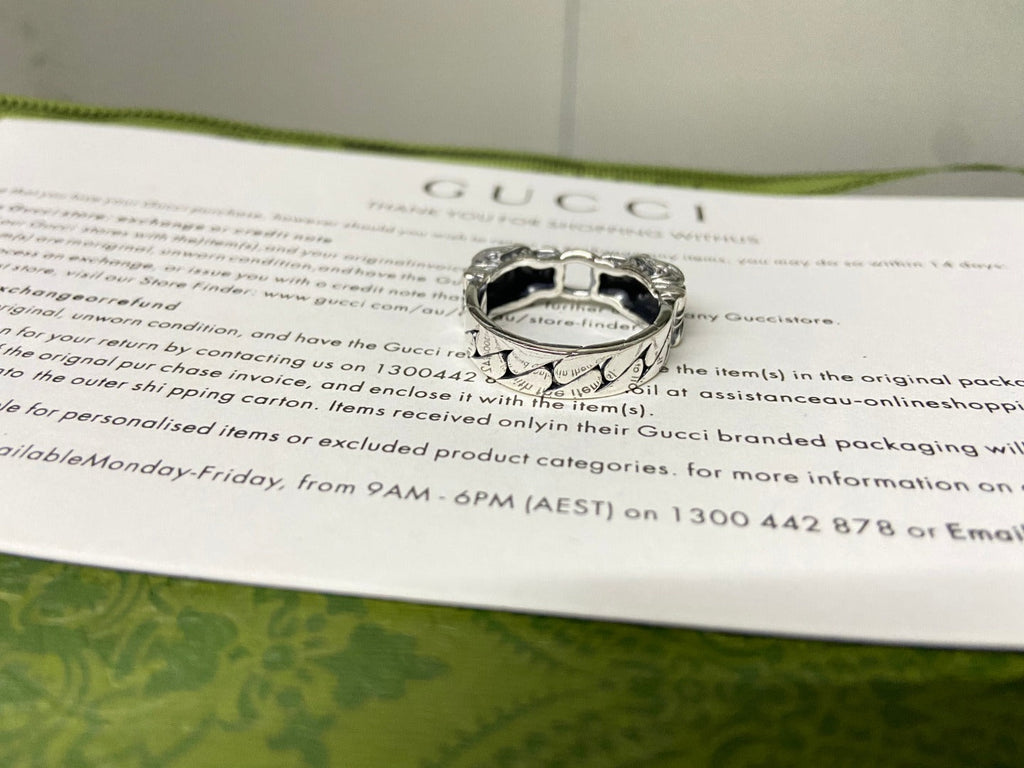 Gucci Double G Tiger Head Chain Ring