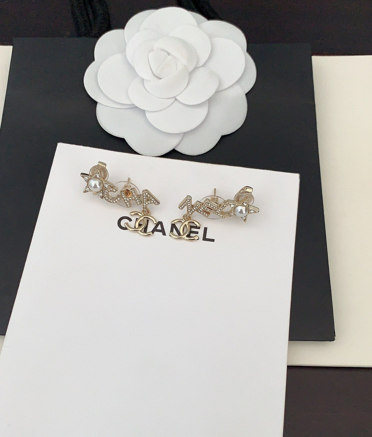Chanel Script Diamond Earrings - 18K Yellow Gold