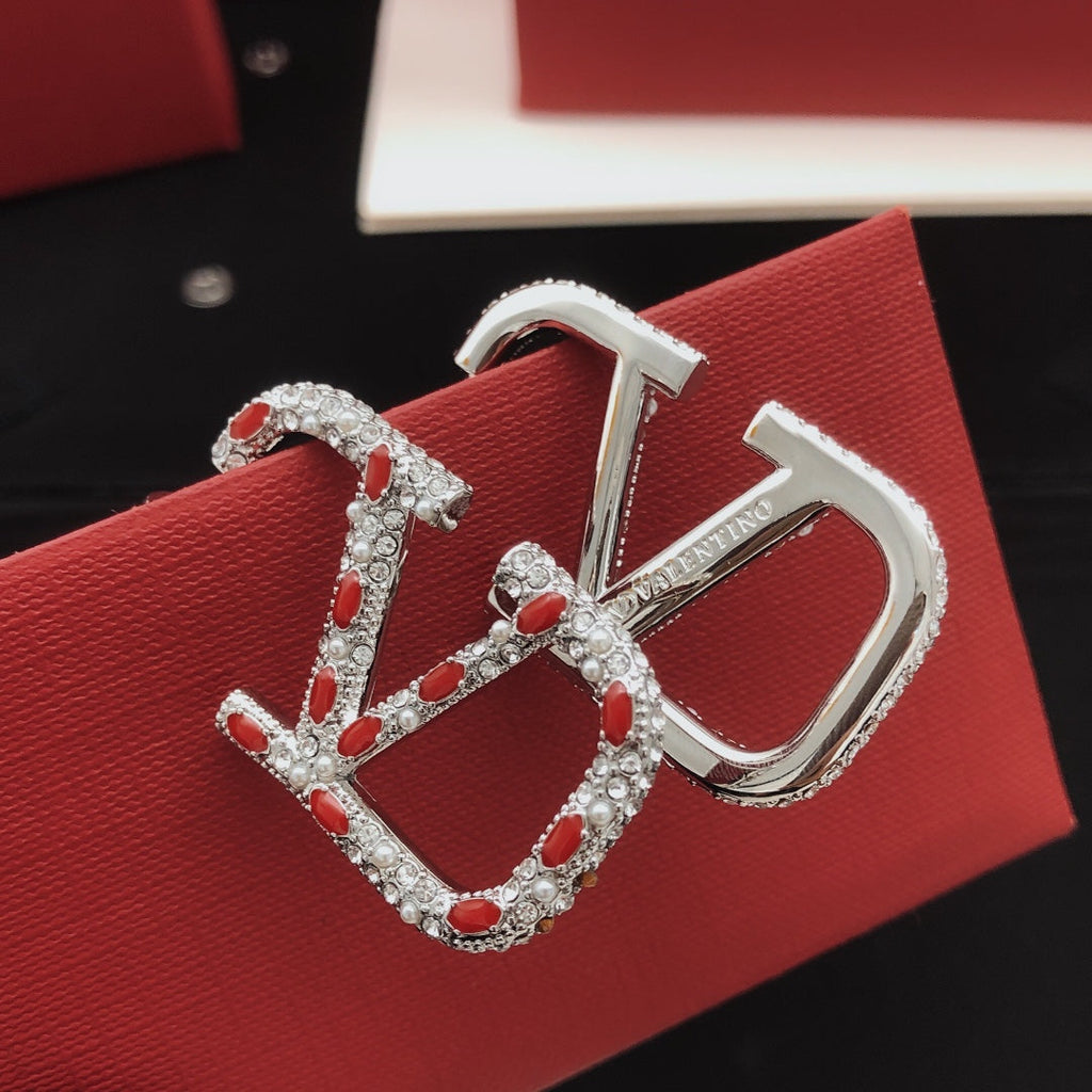 Valentino Red Crystal Earrings - 18K Gold