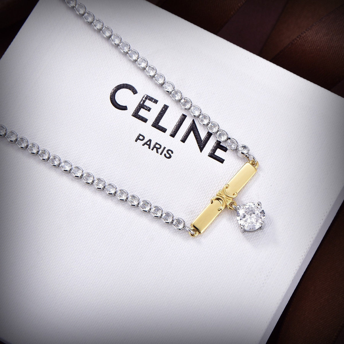 Celine Triomphe Celine Line Moissanite Necklace