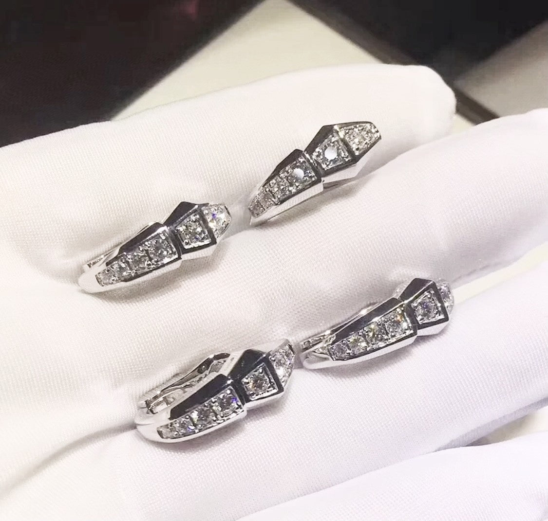 Bvlgari Serpenti Moissanite Earrings - 18K White Gold