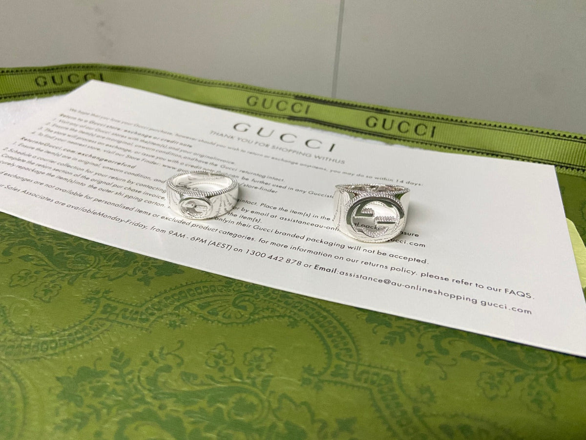 Gucci Double G Interlocking G Wide Ring - 10 mm Width