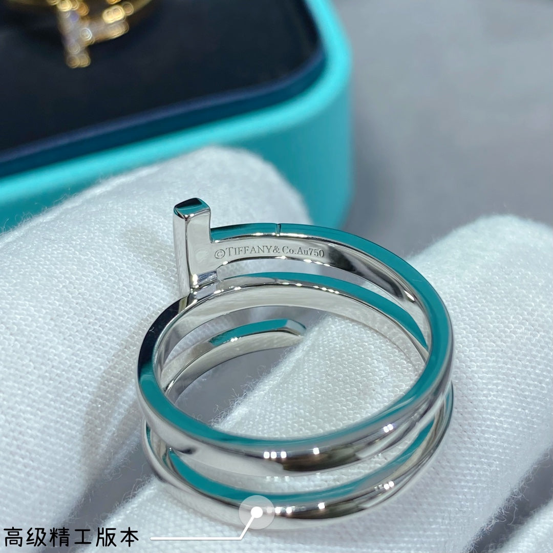 Tiffany Moissanite Square Ring - 18K Gold