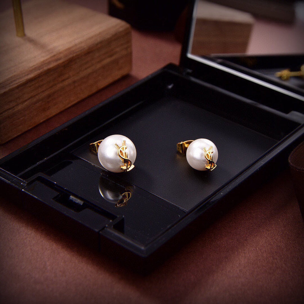 YSL Pearl Earrings - 18K Yellow Gold