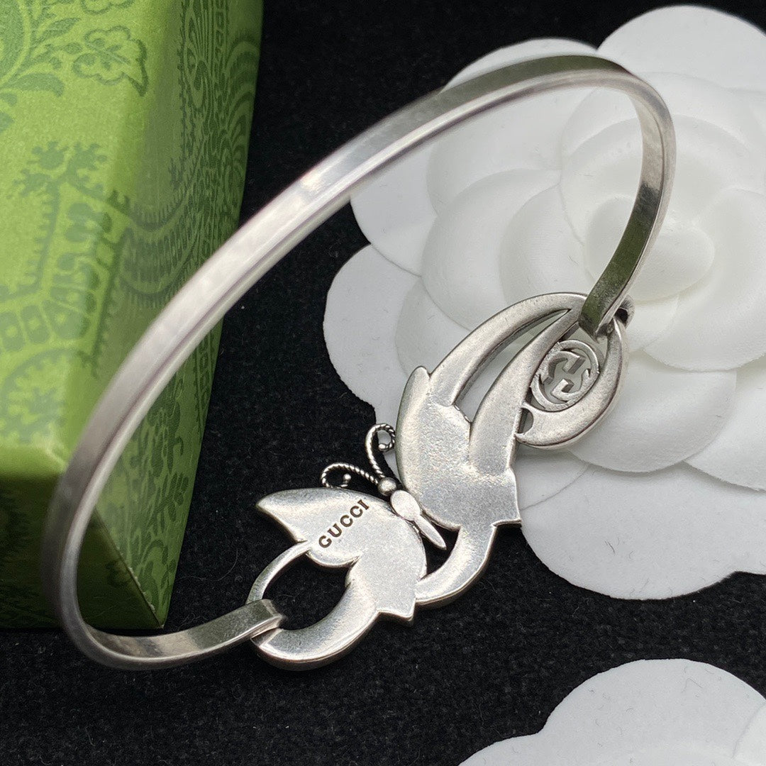 Gucci Double G Interlocking G & Butterfly Bracelet
